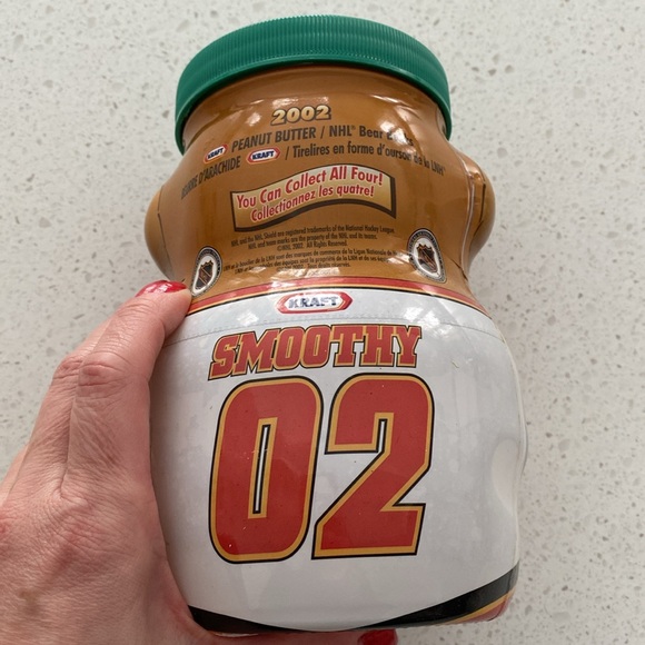 KRAFT PEANUT BUTTER NHL bear bank 2002 calgary flames piggy jar coin bearista - Picture 3 of 6